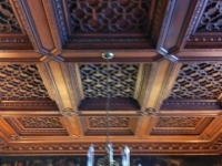 Hand carved dining room ceiling