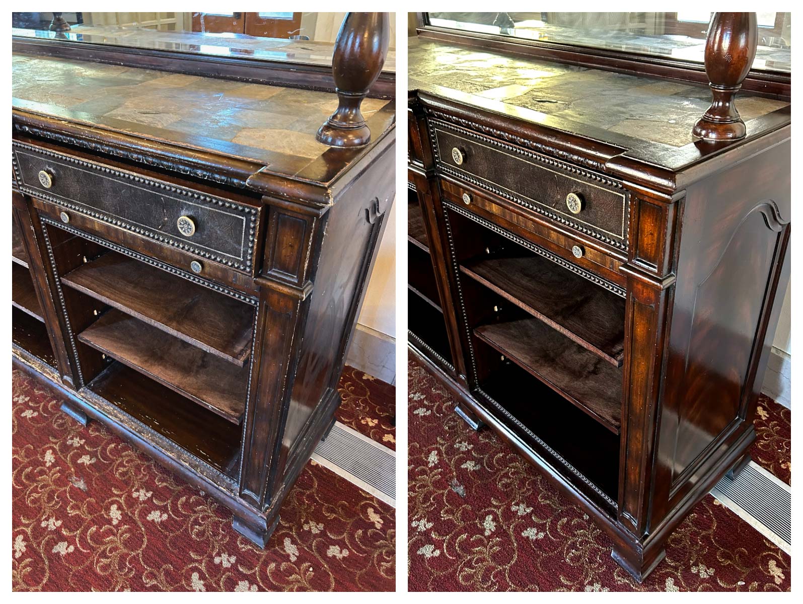 6.-Buffet-CU A dresser before and after refinishing