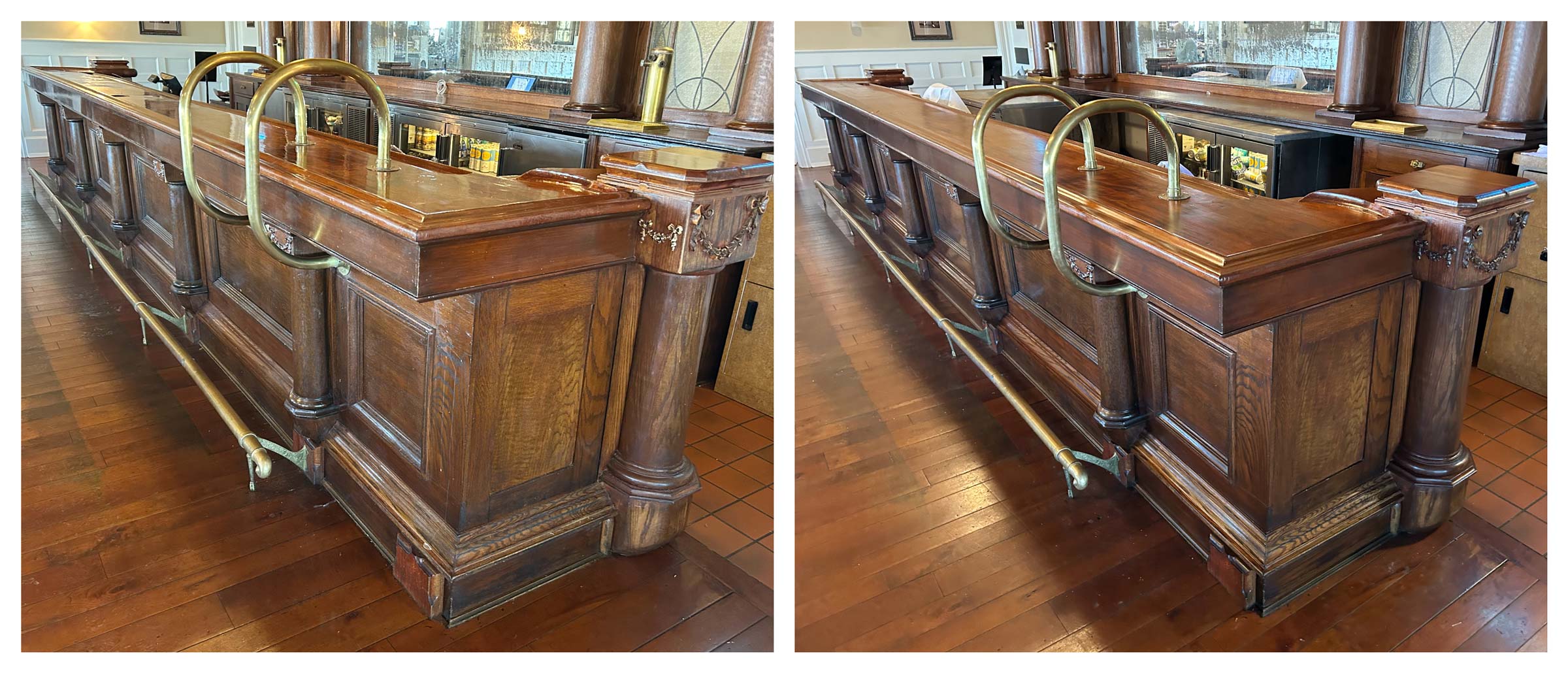 7.-Bar The bar before and after refinishing